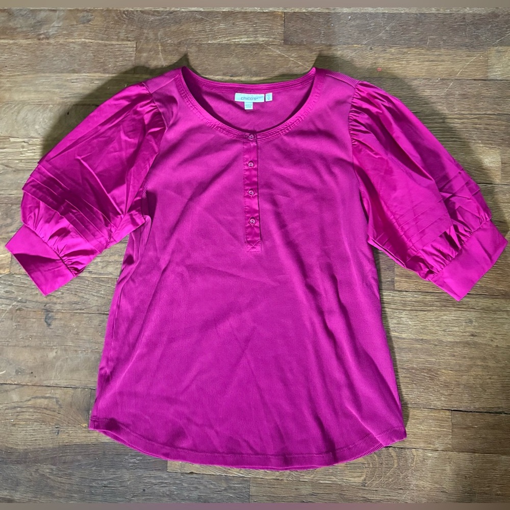 Women’s cotton puff sleeve ribbed elbow sleeve T-shirt